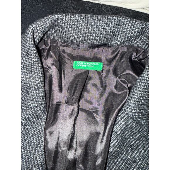 Benetton Romania Women's Wool Blazer Jacket Gray Size 40 Career Academia Preppy - Picture 3 of 8